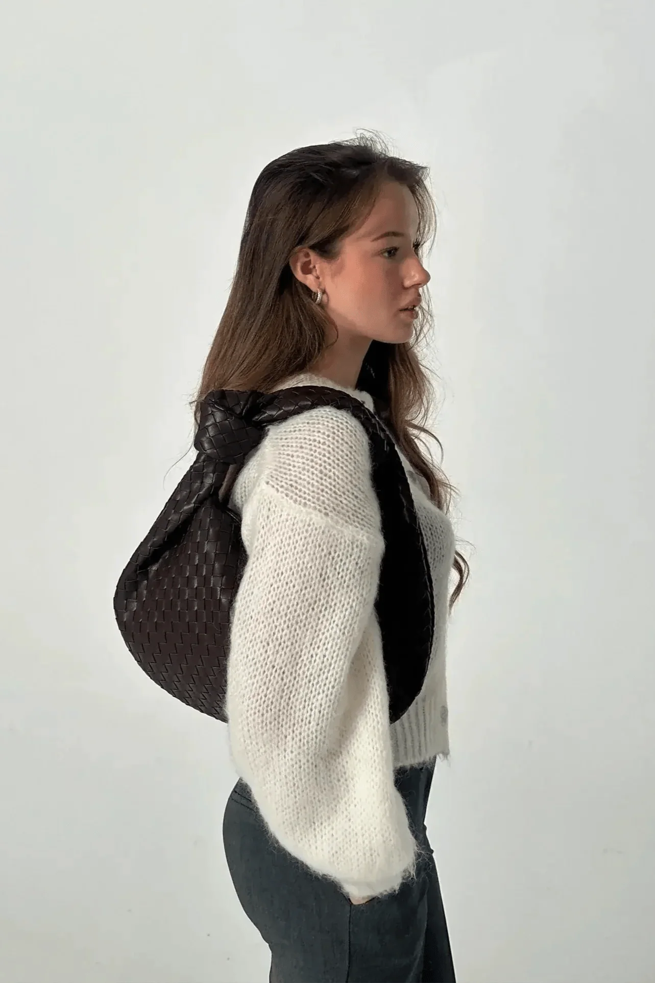 Sage Medium Woven Shoulder Satchel