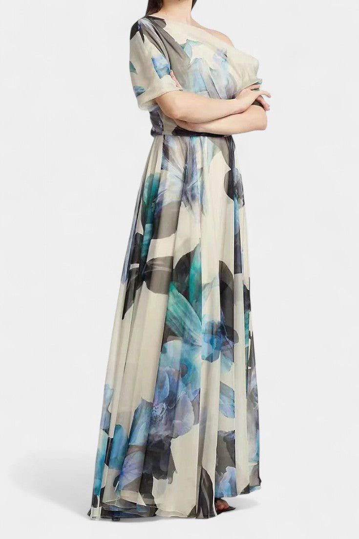 Sanaa | One-Shoulder Abstract Floral Maxi Dress