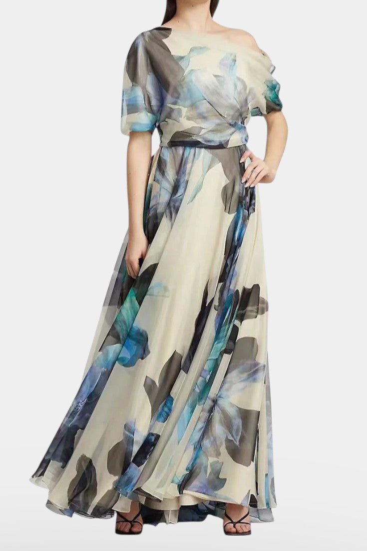 Sanaa | One-Shoulder Abstract Floral Maxi Dress
