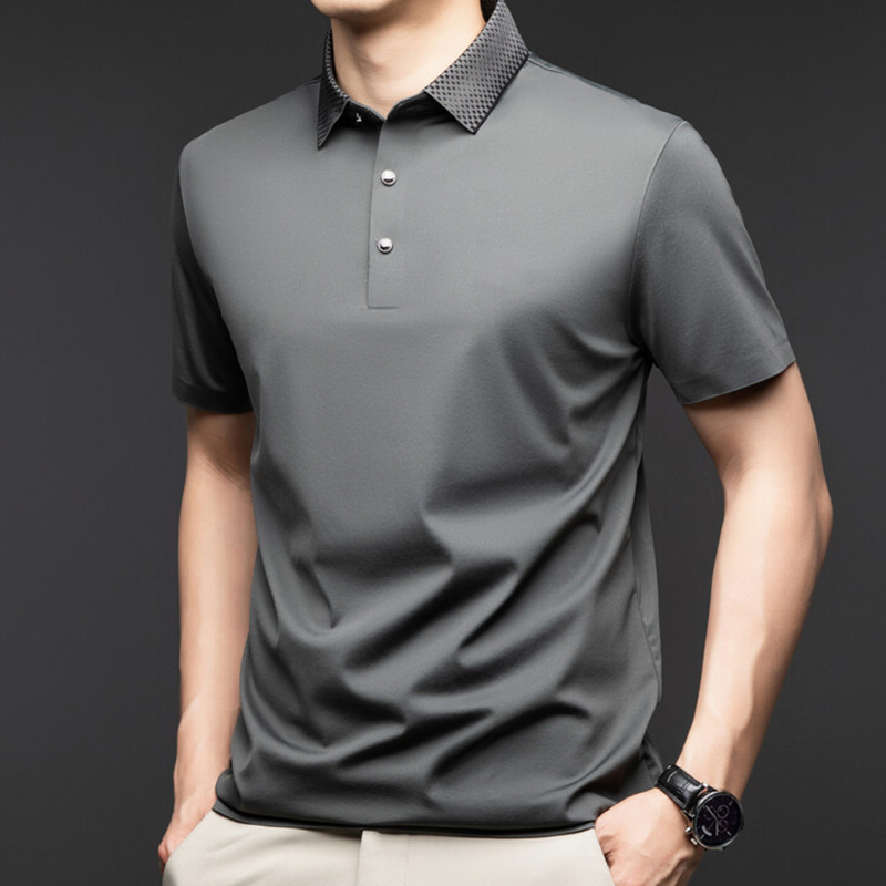 Nero Casual Short Sleeve Lapel Polo