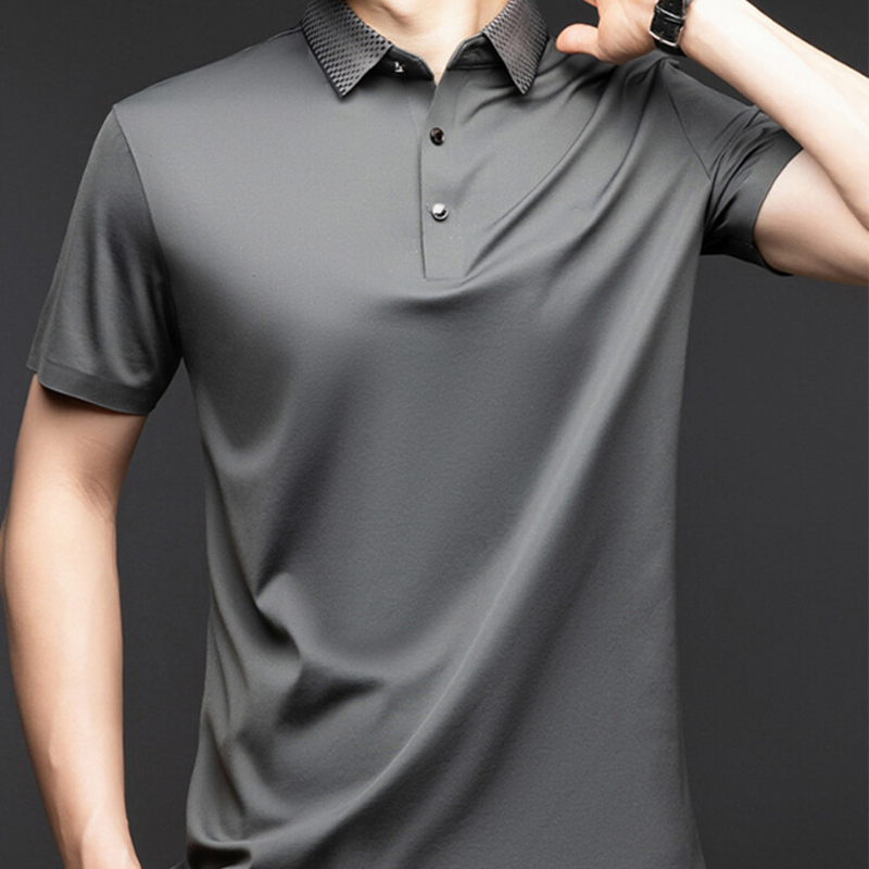 Nero Casual Short Sleeve Lapel Polo