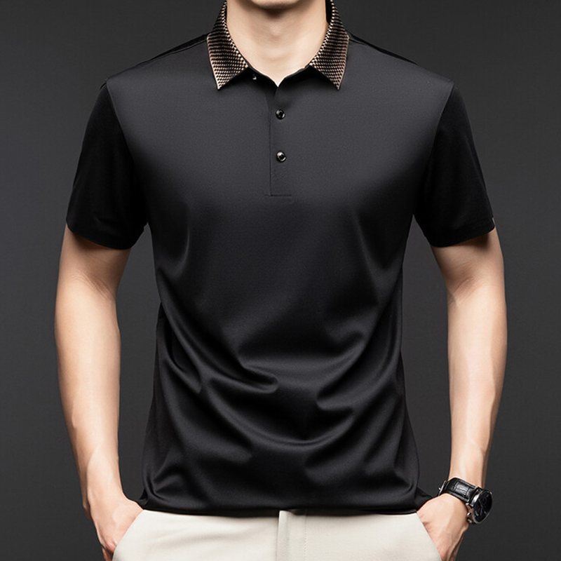 Nero Casual Short Sleeve Lapel Polo