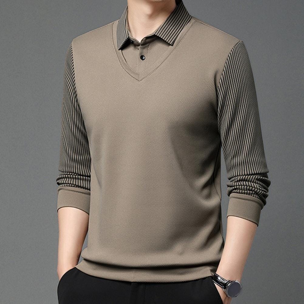Julian - Elegant Striped Collar Two Piece Shirt
