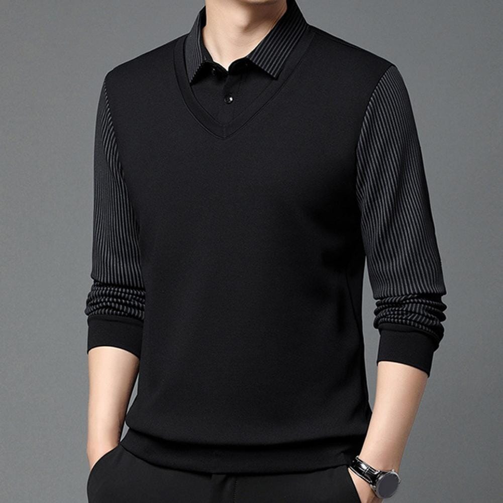 Julian - Elegant Striped Collar Two Piece Shirt