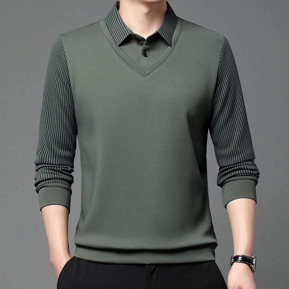 Julian - Elegant Striped Collar Two Piece Shirt