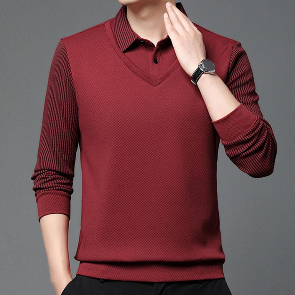 Julian - Elegant Striped Collar Two Piece Shirt