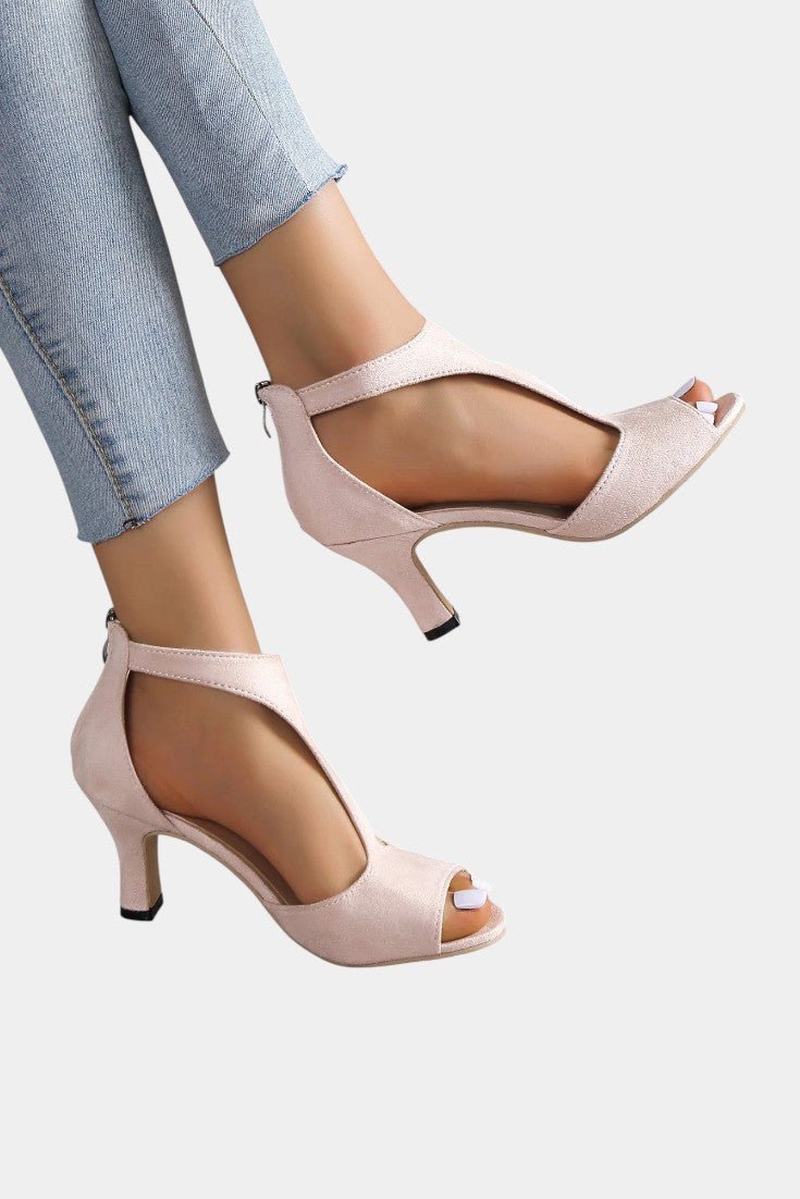 Viola T-Strap Peep Toe Mid-Heel Sandals