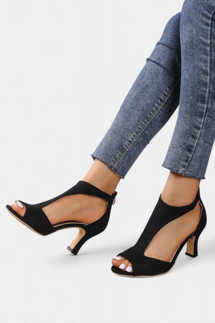Viola T-Strap Peep Toe Mid-Heel Sandals