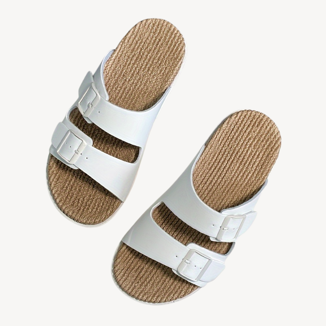 Drako Buckle Faux Suede Slides