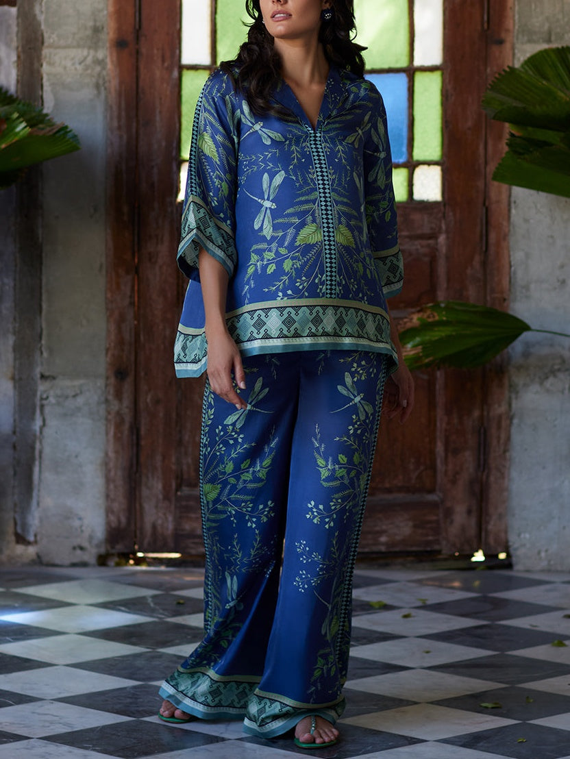 Marine Plant Pattern Blue Print Set