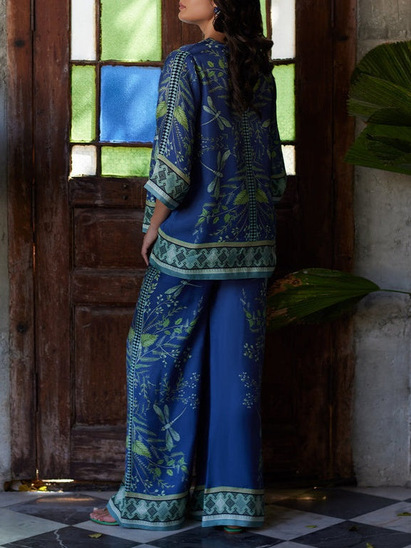Marine Plant Pattern Blue Print Set