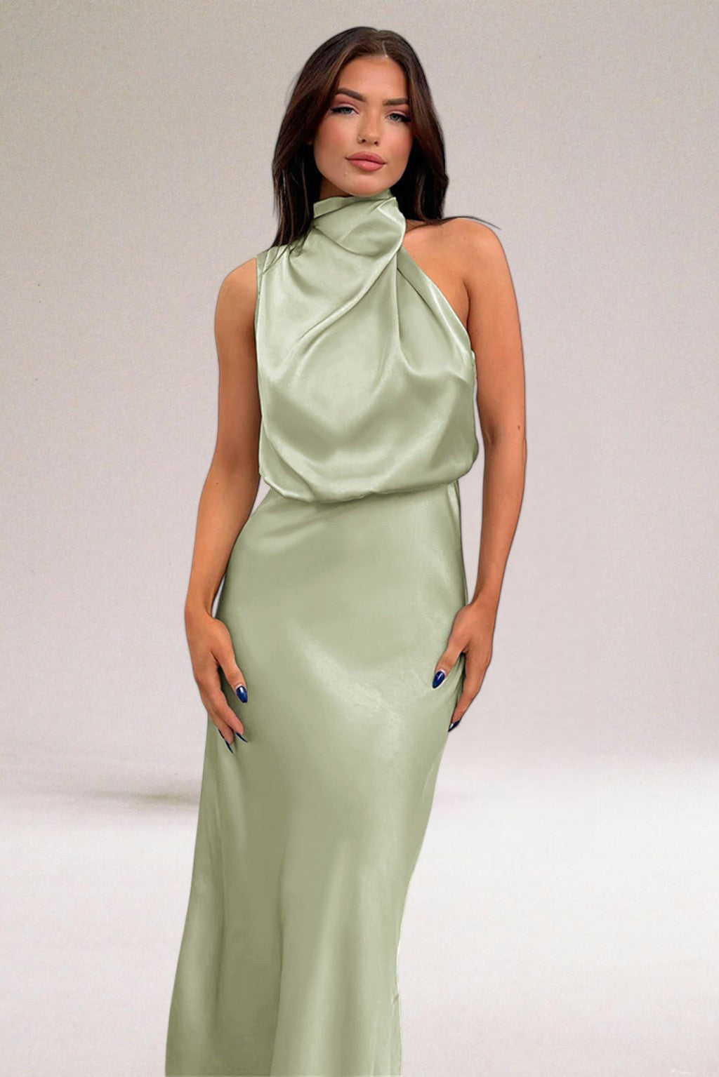 Ava | Glamorous Satin Halter Dress