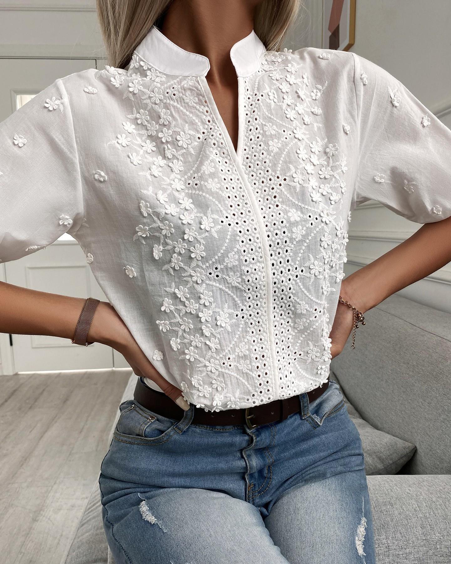 Top White on white Floral Design