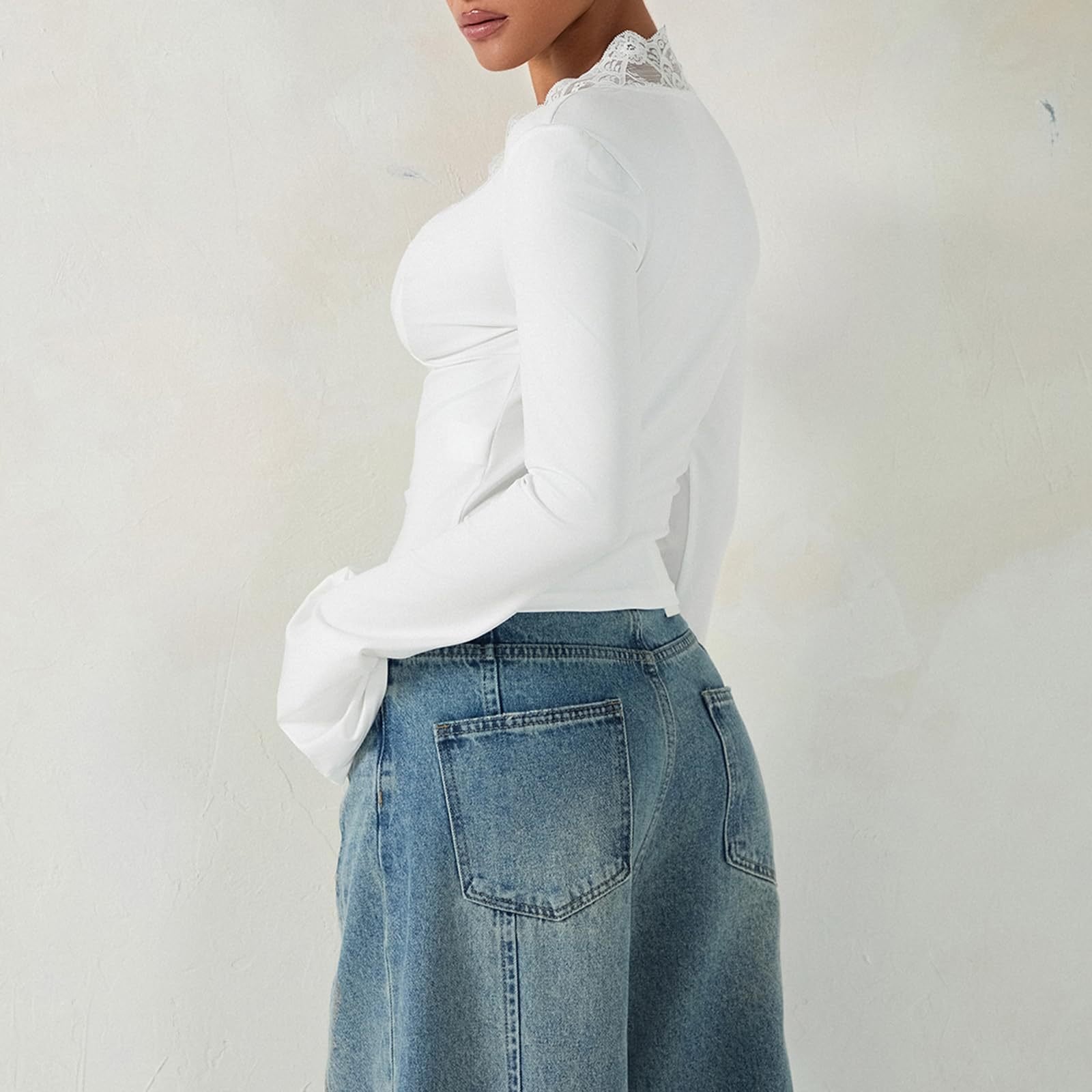 Elaine Top- Elegance and Versatility with Lace V-Neckline