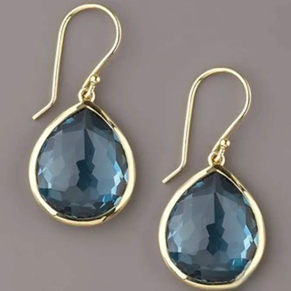 Retro Blue Crystal Drop Earrings