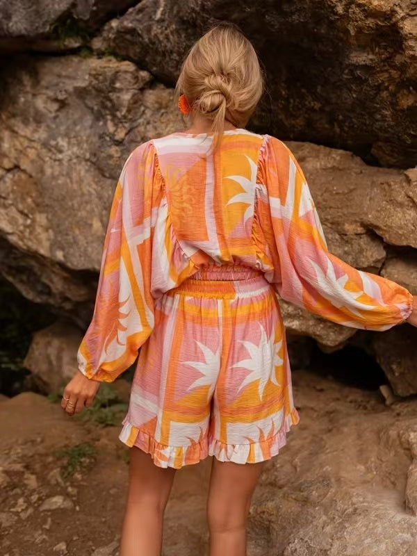 Flowy Floral Patterned Comfortable Fit Set