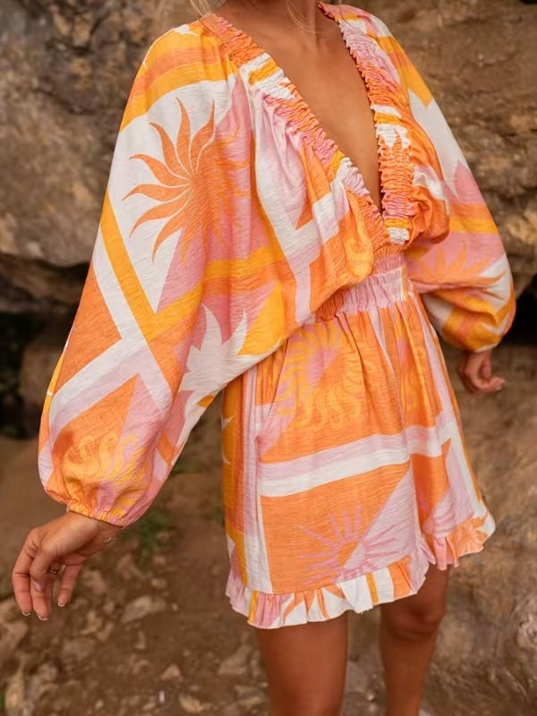 Flowy Floral Patterned Comfortable Fit Set