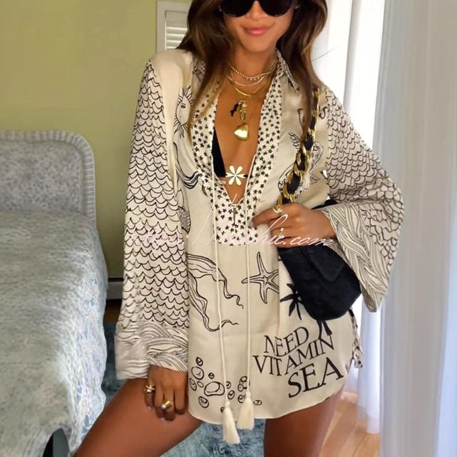KYONO - Short boho set in satin for a radiant summer