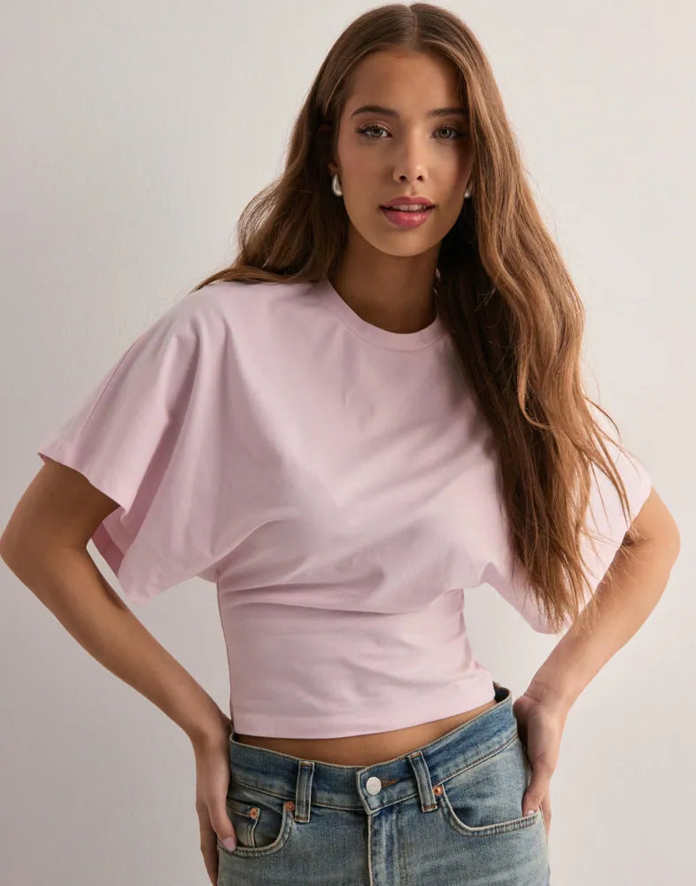 Paula - Basic top with wide sleeves and adjustable waist
