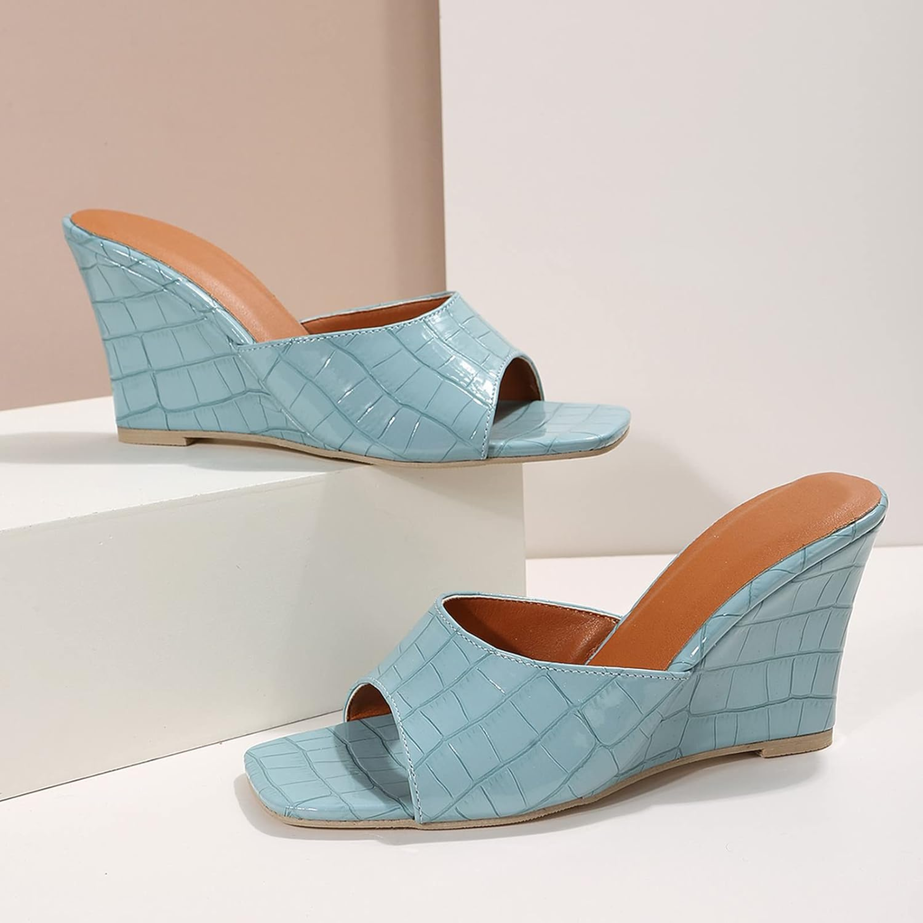 Monroe Faux Snake Leather Wedges