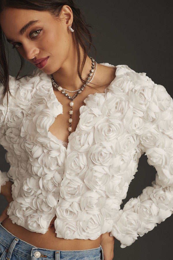 Scarletta - Elegant Floral Jacquard Jacket