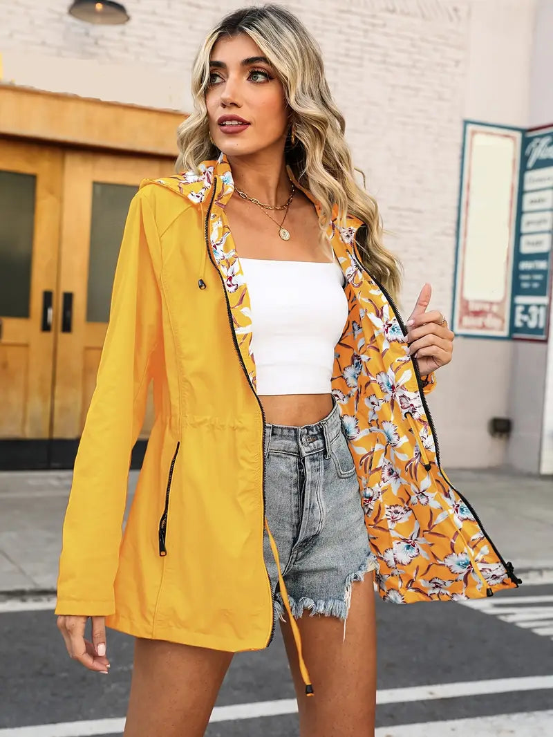 Ave - Lightweight Double Sided Floral Print Jacket