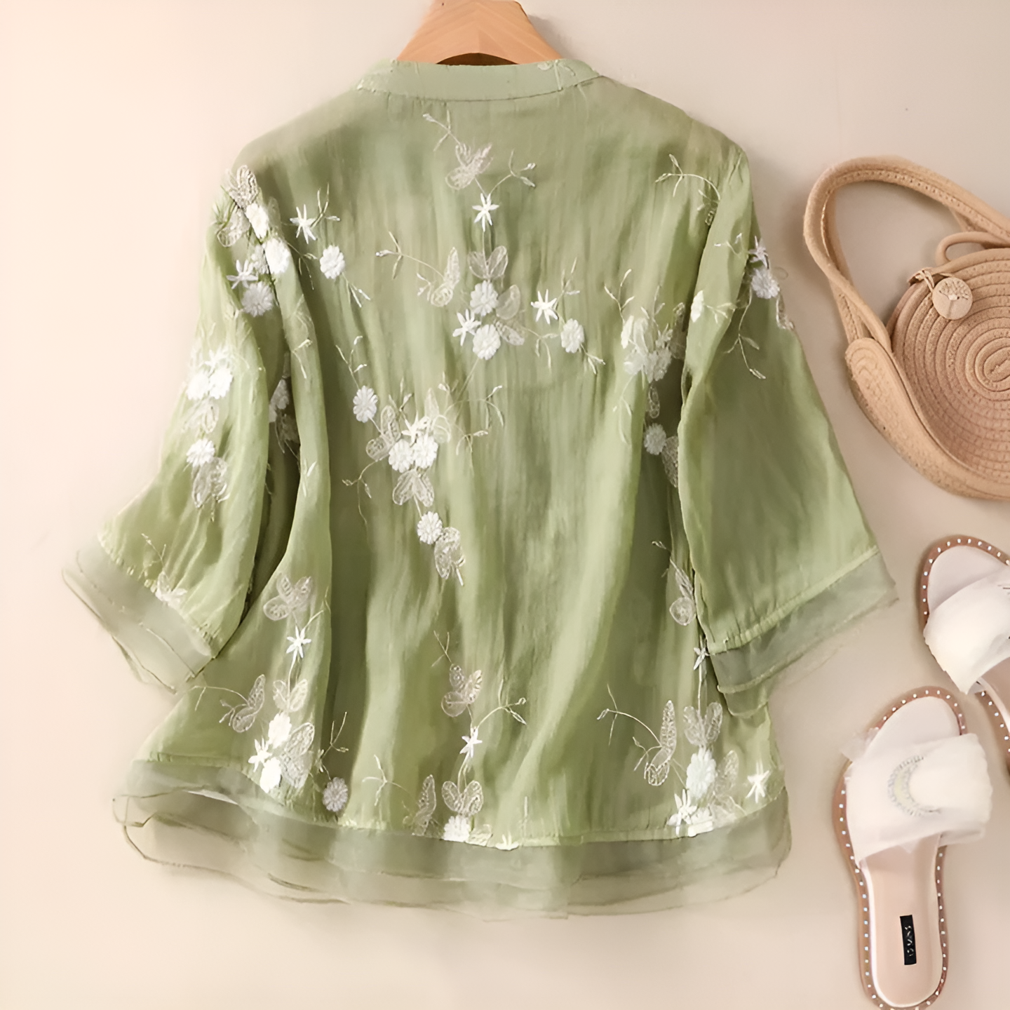 Nellie | Elegant Top with Embroidered Flowers