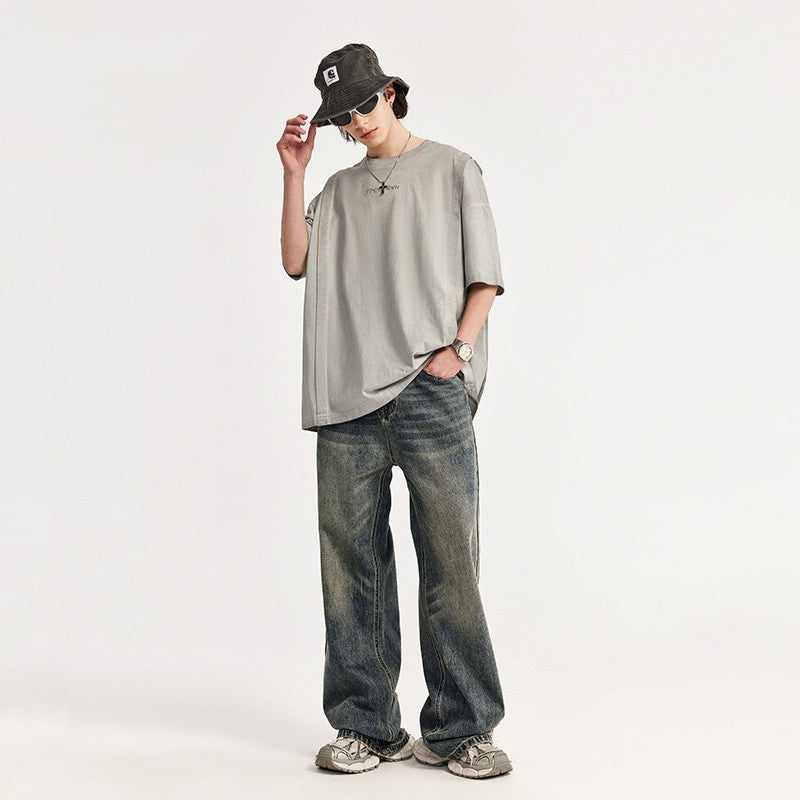 Wide Jeans - Retro Comfort & Distressed Style