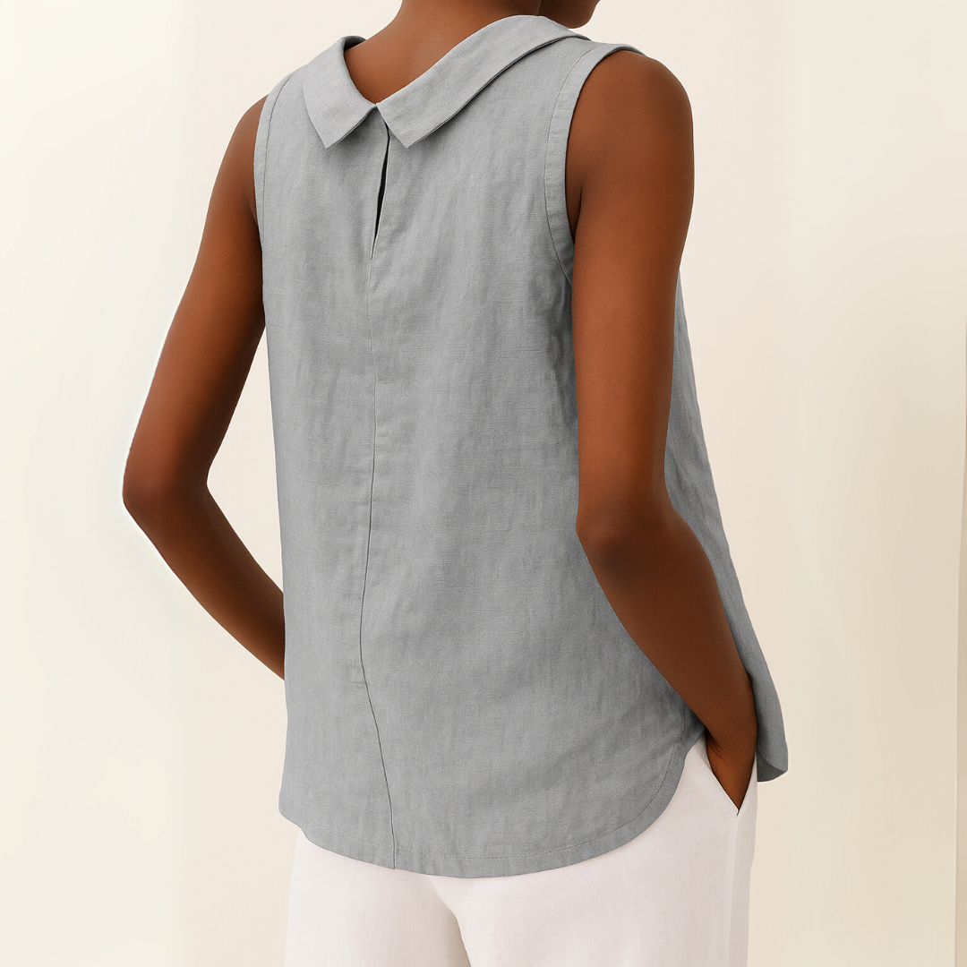 Maria | Sleeveless Roll Collar Top