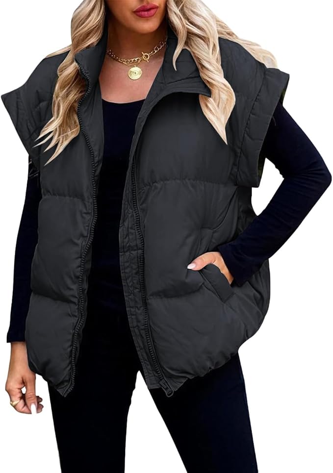 Charlotte - Warm Soft Puffer Plain Short Sleeve Jacket