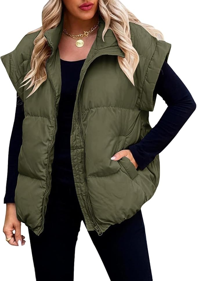 Charlotte - Warm Soft Puffer Plain Short Sleeve Jacket