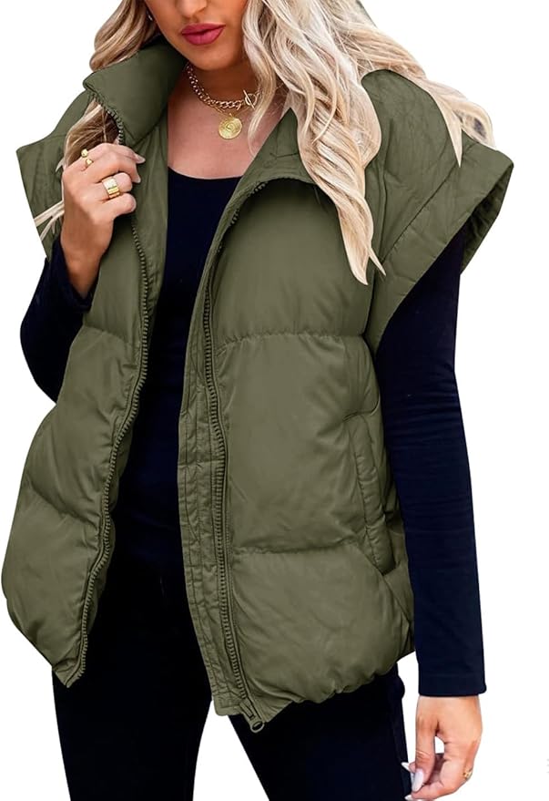 Charlotte - Warm Soft Puffer Plain Short Sleeve Jacket