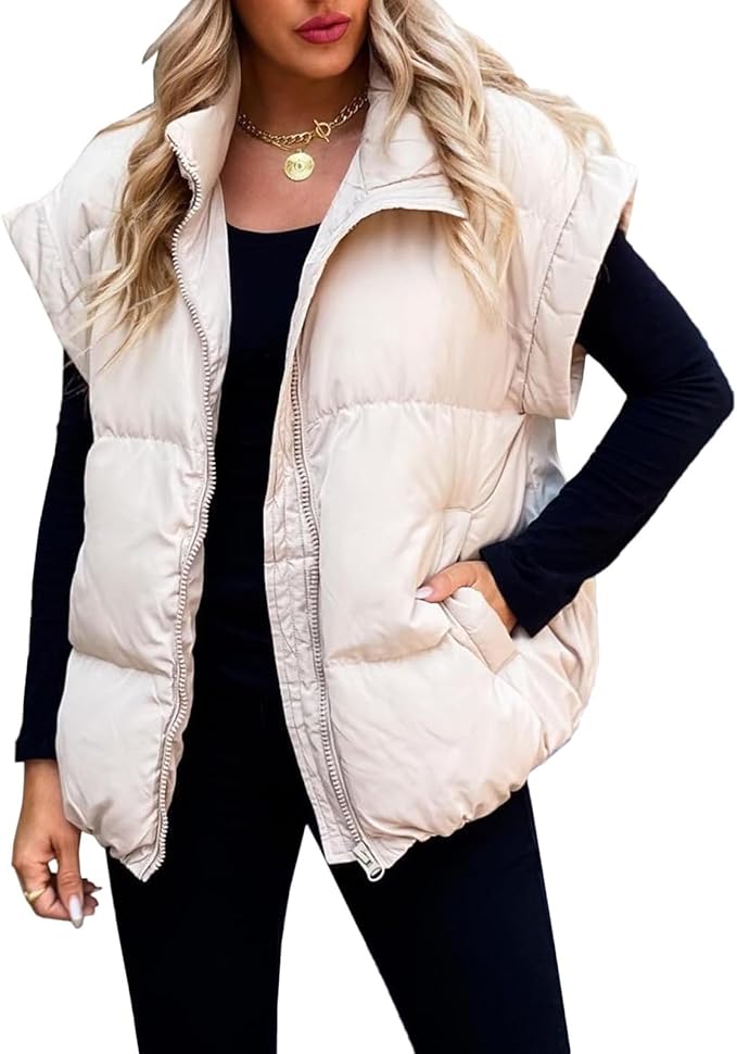 Charlotte - Warm Soft Puffer Plain Short Sleeve Jacket