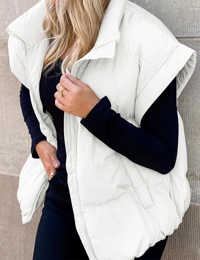 Charlotte - Warm Soft Puffer Plain Short Sleeve Jacket
