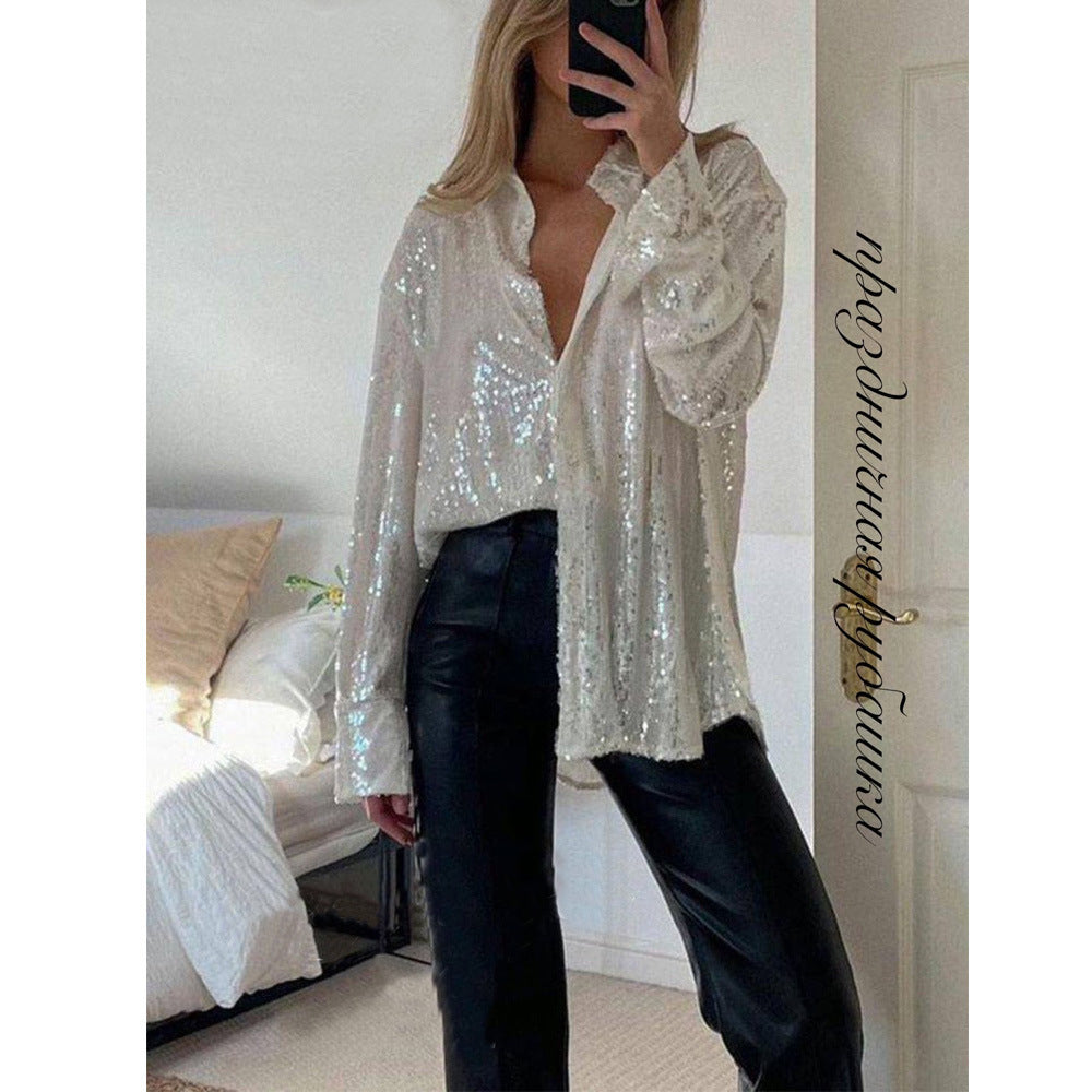 Brisa - Shiny shirt with sequins for summer