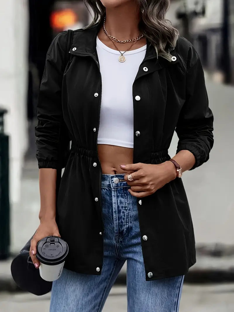 Olivia - Chic Mid-Length Windproof Zip-Up Jacket