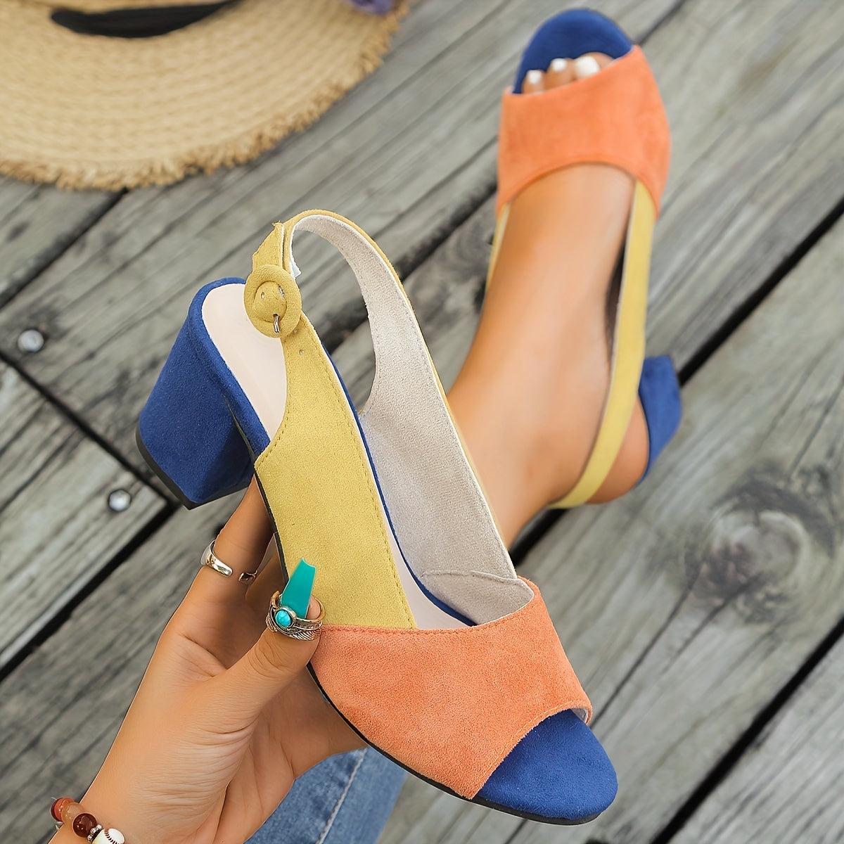 Zuri Colorblock Slingback Heels