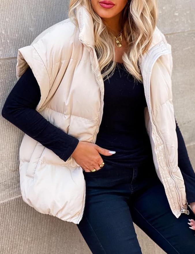 Charlotte - Warm Soft Puffer Plain Short Sleeve Jacket