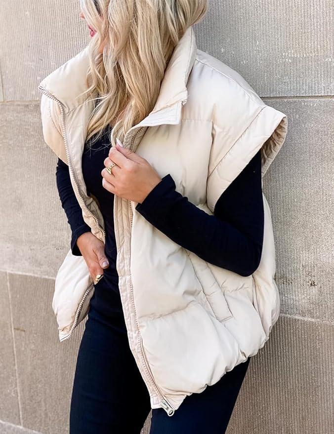 Charlotte - Warm Soft Puffer Plain Short Sleeve Jacket