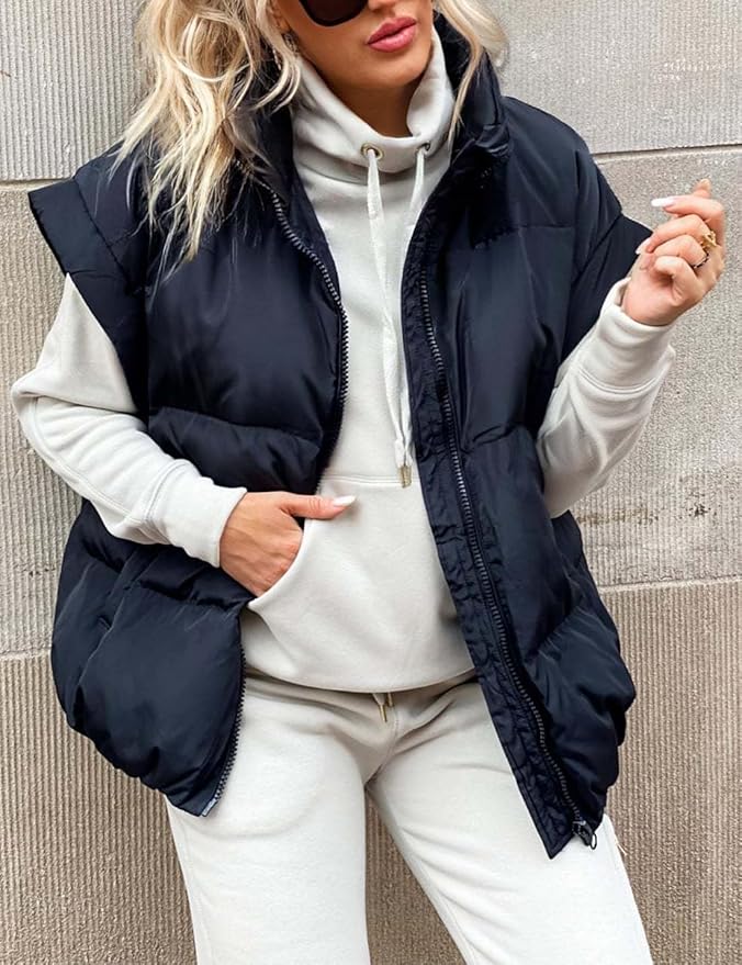 Charlotte - Warm Soft Puffer Plain Short Sleeve Jacket