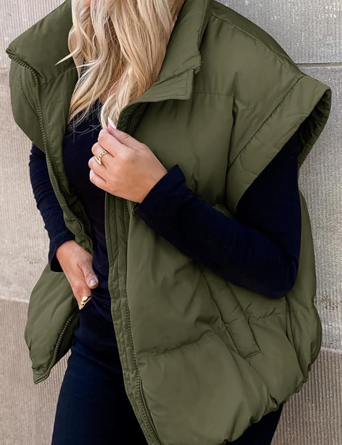 Charlotte - Warm Soft Puffer Plain Short Sleeve Jacket