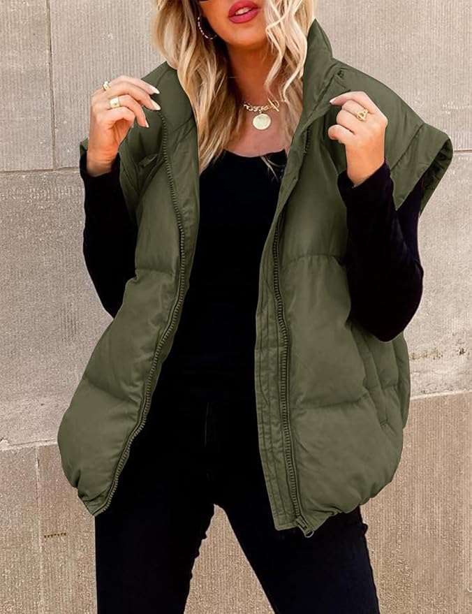 Charlotte - Warm Soft Puffer Plain Short Sleeve Jacket