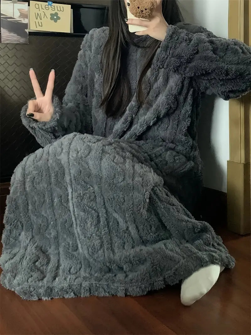 Abigail - Jacquard Soft Fleece Winter Dress