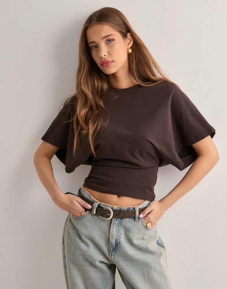 Paula - Basic top with wide sleeves and adjustable waist
