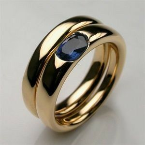 Vintage Gold and Blue Zirconia Ring