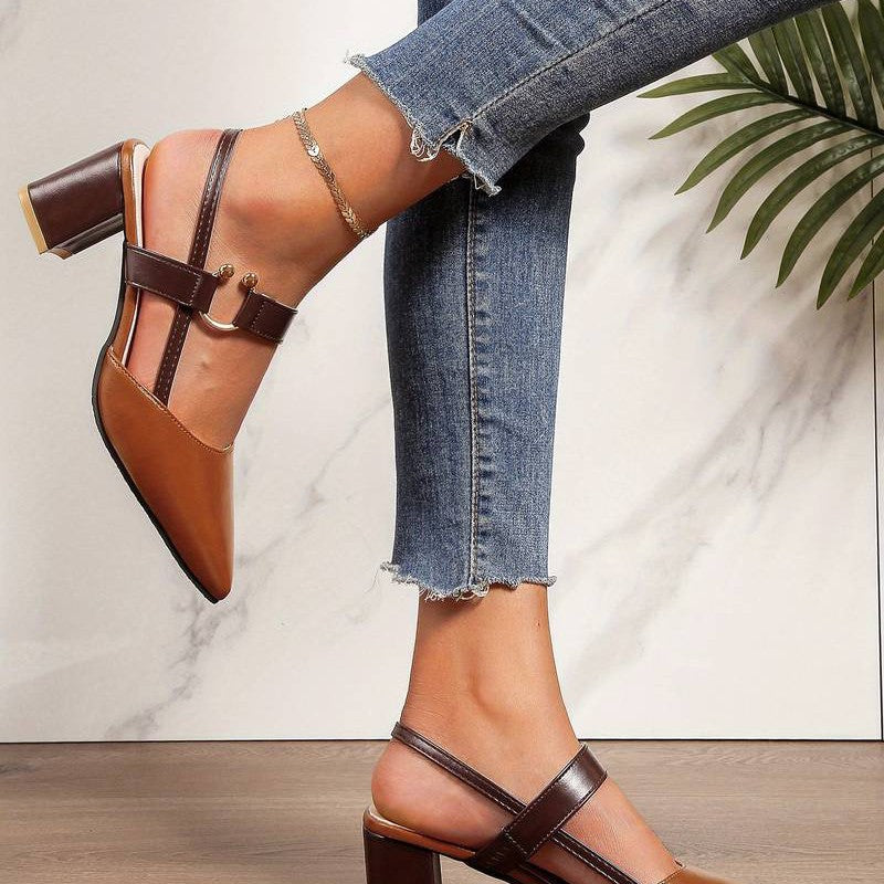 Women’s Block Heels – Stylish Pointed Toe Slingbacks
