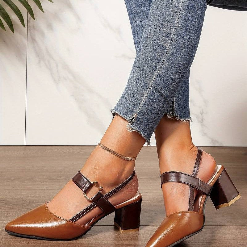 Women’s Block Heels – Stylish Pointed Toe Slingbacks