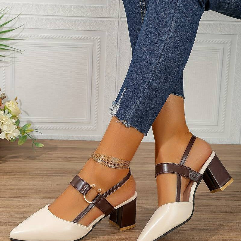 Women’s Block Heels – Stylish Pointed Toe Slingbacks