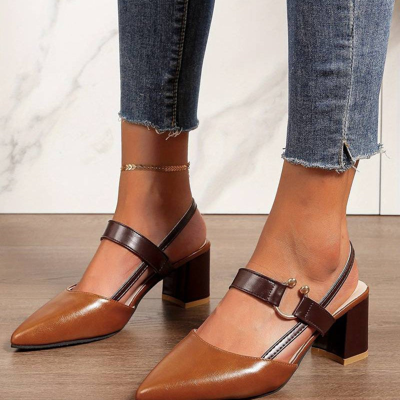 Women’s Block Heels – Stylish Pointed Toe Slingbacks
