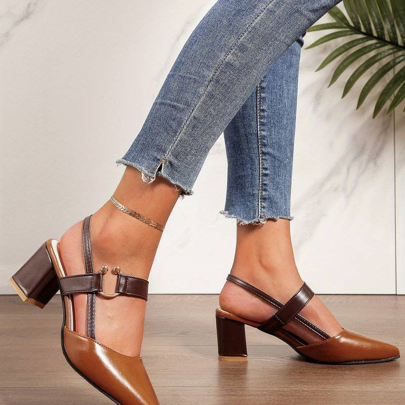 Women’s Block Heels – Stylish Pointed Toe Slingbacks